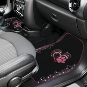 Kadınlara Özel Nakış İşlemeli Taşlı Kalp ve Köpek Pati Desenli Oto Paspas Seti - Şık ve Dayanıklı thumbnail 4