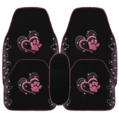 Kadınlara Özel Nakış İşlemeli Taşlı Kalp ve Köpek Pati Desenli Oto Paspas Seti - Şık ve Dayanıklı thumbnail 8