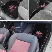 Işıltıya Hazır Ol, Bu Yol Senin! Pembe Taşlı Prenses Taç Desenli 5’li Nakışlı Oto Halı Paspas Seti thumbnail 3