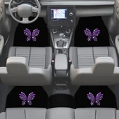 Kadın Sürücülere Özel: Mor Kelebek Zarafeti & Taşlı Siyah Oto Halı Paspas Seti - 5 Parça Nakışlı thumbnail 2