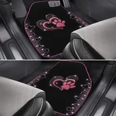 Kadınlara Özel Nakış İşlemeli Taşlı Kalp ve Köpek Pati Desenli Oto Paspas Seti - Şık ve Dayanıklı thumbnail 6