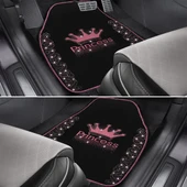 Işıltıya Hazır Ol, Bu Yol Senin! Pembe Taşlı Prenses Taç Desenli 5’li Nakışlı Oto Halı Paspas Seti thumbnail 6