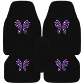 Kadın Sürücülere Özel: Mor Kelebek Zarafeti & Taşlı Siyah Oto Halı Paspas Seti - 5 Parça Nakışlı thumbnail 8