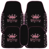 Işıltıya Hazır Ol, Bu Yol Senin! Pembe Taşlı Prenses Taç Desenli 5’li Nakışlı Oto Halı Paspas Seti thumbnail 8