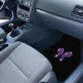 Kadın Sürücülere Özel: Mor Kelebek Zarafeti & Taşlı Siyah Oto Halı Paspas Seti - 5 Parça Nakışlı thumbnail 4