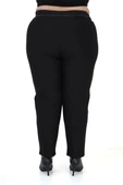Kadın Büyük Beden Boru Paça Toparlayıcı Yüksek Bel Siyah Ekstra Battal Pantalon - 4