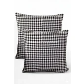 Soyoe Kırlent Kılıfı 2'li Kaz Ayağı Desenli  Dekoratif Yastık Kılıfı 45x45 - 2