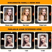 HyMark Araç İçi Dokunmatik Led Işıklı 3 Modlu Makyaj Aynası Kısılabilir Şarjlı Pilli Klipsli Güneşlik Aynası thumbnail 3