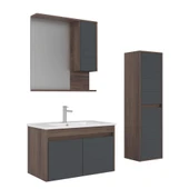 Orka Serra 85 cm Navaro/Antrasit Banyo Dolabı Takımı ve Boy Dolabı thumbnail 1