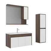 Orka Serra 100 cm Navaro/Beyaz Banyo Dolabı Takımı ve Boy Dolabı thumbnail 1