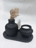 TABAKLI KÜP VAZOLU FİJİ MUMLUK SET thumbnail 4