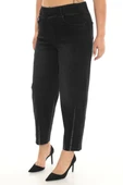 ZANESSI 53159 Büyük Beden Ekstra Battal Mom Fit Paça Taş Detaylı Yüksek Bel Lastikli Kadın Pantolon thumbnail 1