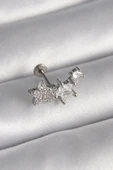 pilelistore 316L Çelik Gümüş Renk Zirkon Taşlı Yıldız Model Tragus Piercing - TJ-PR1339 thumbnail 1