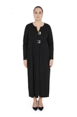 Kadın Büyük Beden Siyah Uzun Sade Salaş Elbise - 1