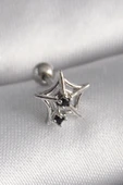 pilelistore 316L Çelik Gümüş Renk Siyah Zirkon Taş Detay Örümcek Ağ Model Tragus Piercing - TJ-PR1293 thumbnail 1