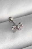 pilelistore 316L Çelik Gümüş Renk Zirkon Taşlı Kurdele Tragus Piercing - TJ-PR1265 - 1