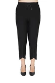 Büyük Beden Toparlayıcı Dar Paça Beli Lastikli Paça Taş Detaylı Kadın Pantolon thumbnail 2