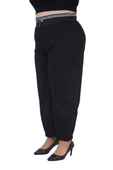 Büyük Beden Kadın Mom Fit Ekstra Battal Beli Lastikli Yüksek Bel Pantolon - 3