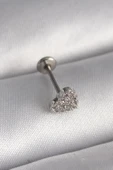 pilelistore 316L Çelik Gümüş Renk Zirkon Taşlı Kalp Model Tragus Piercing - TJ-PR1347 - 1