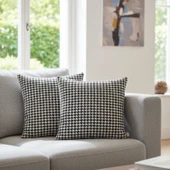 Soyoe Kırlent Kılıfı 2'li Kaz Ayağı Desenli Dekoratif Yastık Kılıfı 45x45 - 1