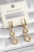 pilelistore 316L Çelik Gold Renk Zirkon Taş Detaylı Sallantı Model Kadın Küpe - TJ-BKP9710 - 1