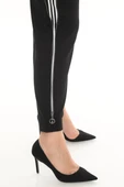 Büyük Beden Kadın Beyaz Şeritli Fermuarlı Dar Paça Jogger Pantolon - 2