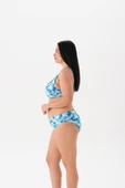 Büyük Beden Mavi Balenli Toparlayıcı Bikini Takım - 2