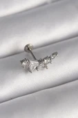 pilelistore 316L Çelik Gümüş Renk Zirkon Taşlı Tragus Piercing - TJ-PR1337 thumbnail 1