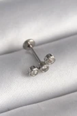 pilelistore 316L Çelik Gümüş Renk Zirkon Taşlı Tragus Piercing - TJ-PR1349 - 1