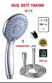 Banyo Duş Armatör Seti Takımı 5 Fonksiyon Başlık 150 cm Krom Hortum - 1