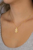 Gümüş Pazarım Altın Kaplama S Harfi Kadın 925 Ayar Gümüş Kolye thumbnail 3