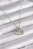 pilelistore 316L Çelik Gümüş Renk Zincir Zirkon Taş Detaylı Kalp Model Sonsuzluk Detay Kadın Kolye - TJ-BKO9584 - 1