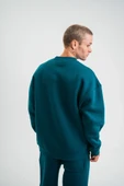 Uzun Kol Bisiklet Yaka Basic SweatShirt - Koyu Deniz Yeşili - 3