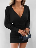 Kadın Uzun Kollu Omuzlar Açık Detay Triko Elbise - 5