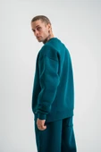 Uzun Kol Bisiklet Yaka Basic SweatShirt - Koyu Deniz Yeşili - 2