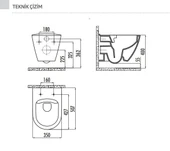 Creavit Terra Rim-Off Kanalsız Asma Klozet (TP329.00) + Duck TP Yavaş Kapanan Kapak 2'li Set thumbnail 6
