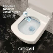 Creavit Elegant Rim-Off Kanalsız Asma Klozet (EG321.00) + Elegant TP Yavaş Kapanan Kapak 2'li Set thumbnail 4