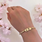 14 Ayar Altın Plakalı Sembole Özel Hasır Kordonlu Kelebek Motifli Hediye Bileklik-647 thumbnail 2