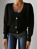 Kadın Uzun Kollu Düğme Detay Triko Hırka thumbnail 2