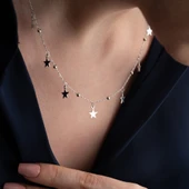 Vaoov 925 Ayar Gümüş Sallantılı Yıldız Kolye thumbnail 3