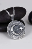 Gümüş PazarımTürk Simgeli Madalyon Ay Yıldız Gümüş Kolye - 4