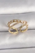 pilelistore Pirinç Gold Renk Zirkon Taşlı Ayarlanabilir Kadın Yüzük - TJ-BYK3577 - 1