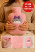 Pembe Peluş Sıcak Su Torbası – Yumuşak, Güvenli ve Şık Saçlı Kız Model, 1 Litre - 1