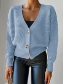 Düğme Detay Triko Bluz - 4