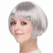 pilelistore Gri Gümüş Renk Düz Kesim Astarlı Küt Parti Peruğu - 1