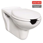 Creavit Bedensel Engelli Asma Klozet 1.Kalite (BD320.02) + Engelli Yavaş Kapanan Kapak 2'li Set - 1