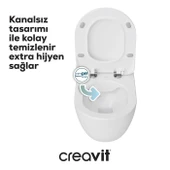 Creavit Free Rim-Off Kanalsız Asma Klozet 1.Kalite (FE322.02) + Duck TP Yavaş Kapanan Kapak 2'li Set thumbnail 4