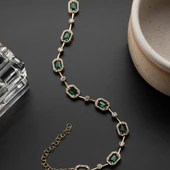 Kadın 925 Ayar Gümüş Zümrüt Taşlı Zarif Bileklik thumbnail 6