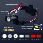 Alaska Profesyonel 30W Lazer LED Şarjlı Kafa Lambası | 1 KM Menzil | Zoom + Powerbank Özellikli - 5