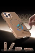 iPhone 16 Vapor Deri Magsafe Standlı Kılıf - Gold thumbnail 8
